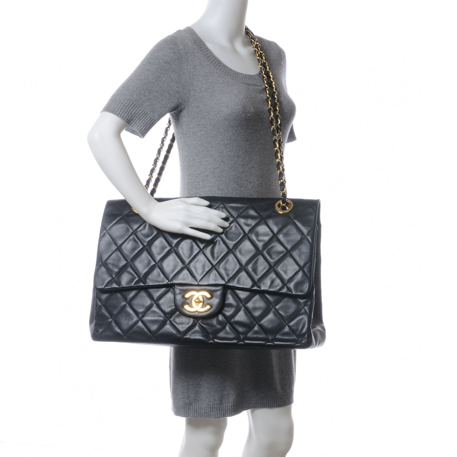 Chanel Lambskin Vintage XXL Oversized Double Flap Black 2 of 8