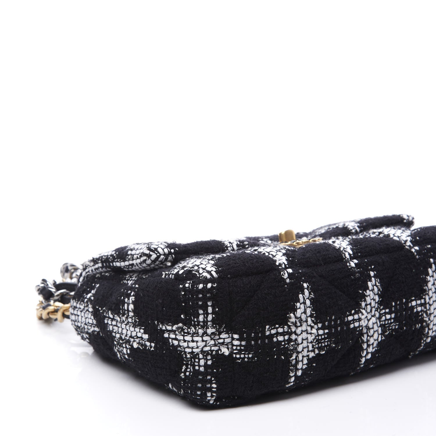 Chanel Tweed Quilted Medium 19 Flap Black White 5 of 10