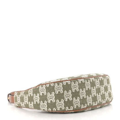 Celine Canvas Calfskin Ava Triomphe Shoulder Bag Green 4 of 11