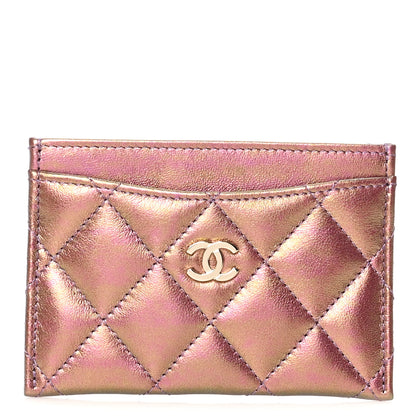 Chanel Iridescent Lambskin Quilted Card Holder Purple 1 of 8