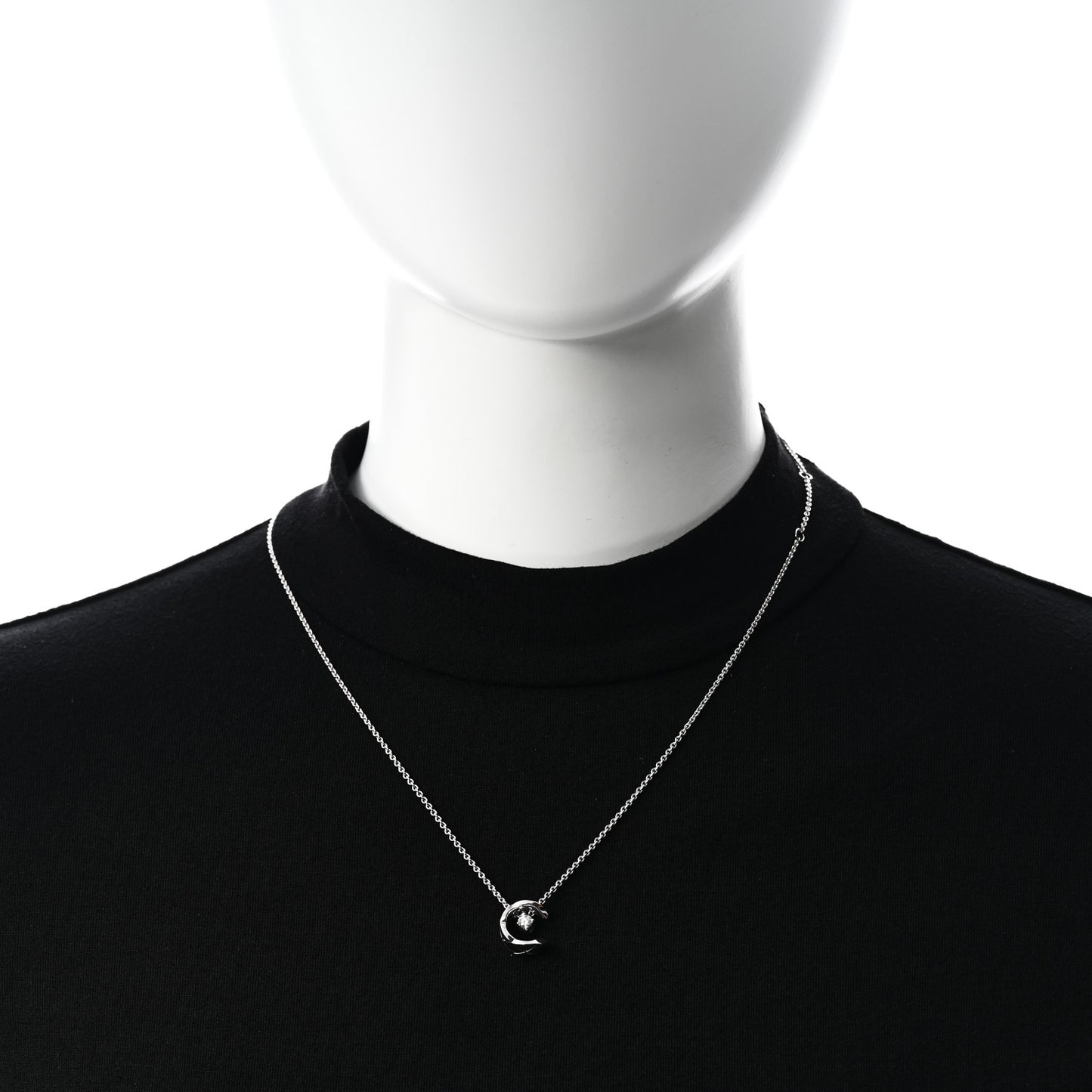 18K White Gold Diamond Coco Crush C Necklace