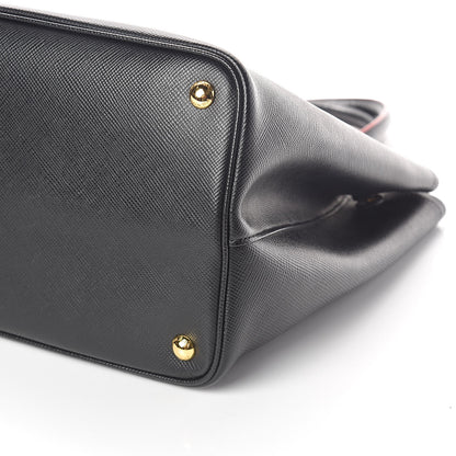 Prada Saffiano Cuir Medium Double Bag Black Fuoco 9 of 9