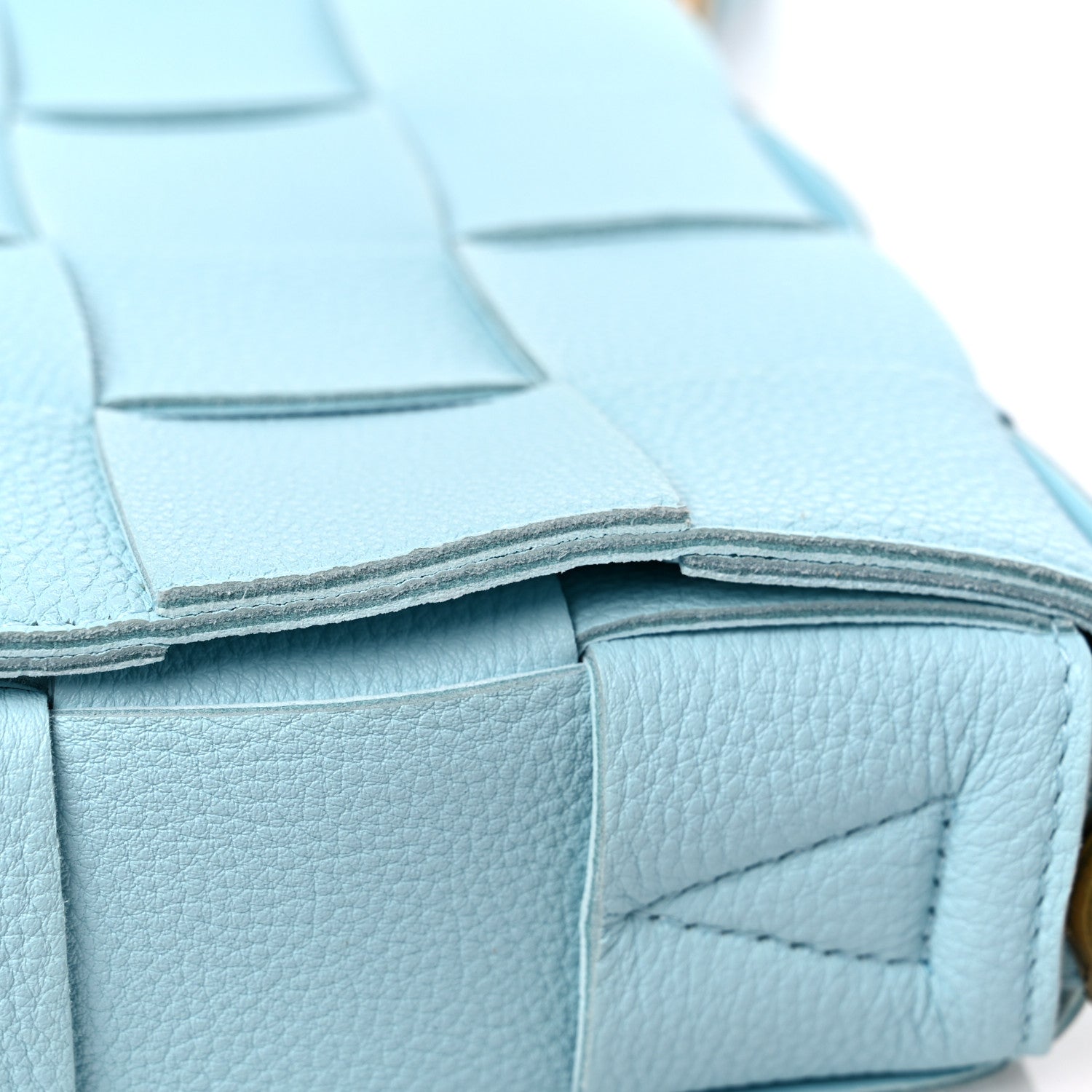 Bottega Veneta Grained Calfskin Maxi Intrecciato Cassette Crossbody Bag Pale Blue 10 of 10