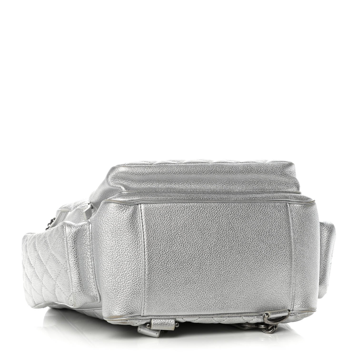 Chanel Metallic Grained Calfskin Quilted Large Casual Rock Backpack Silver 3 of 12