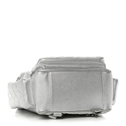 Chanel Metallic Grained Calfskin Quilted Large Casual Rock Backpack Silver 3 of 12