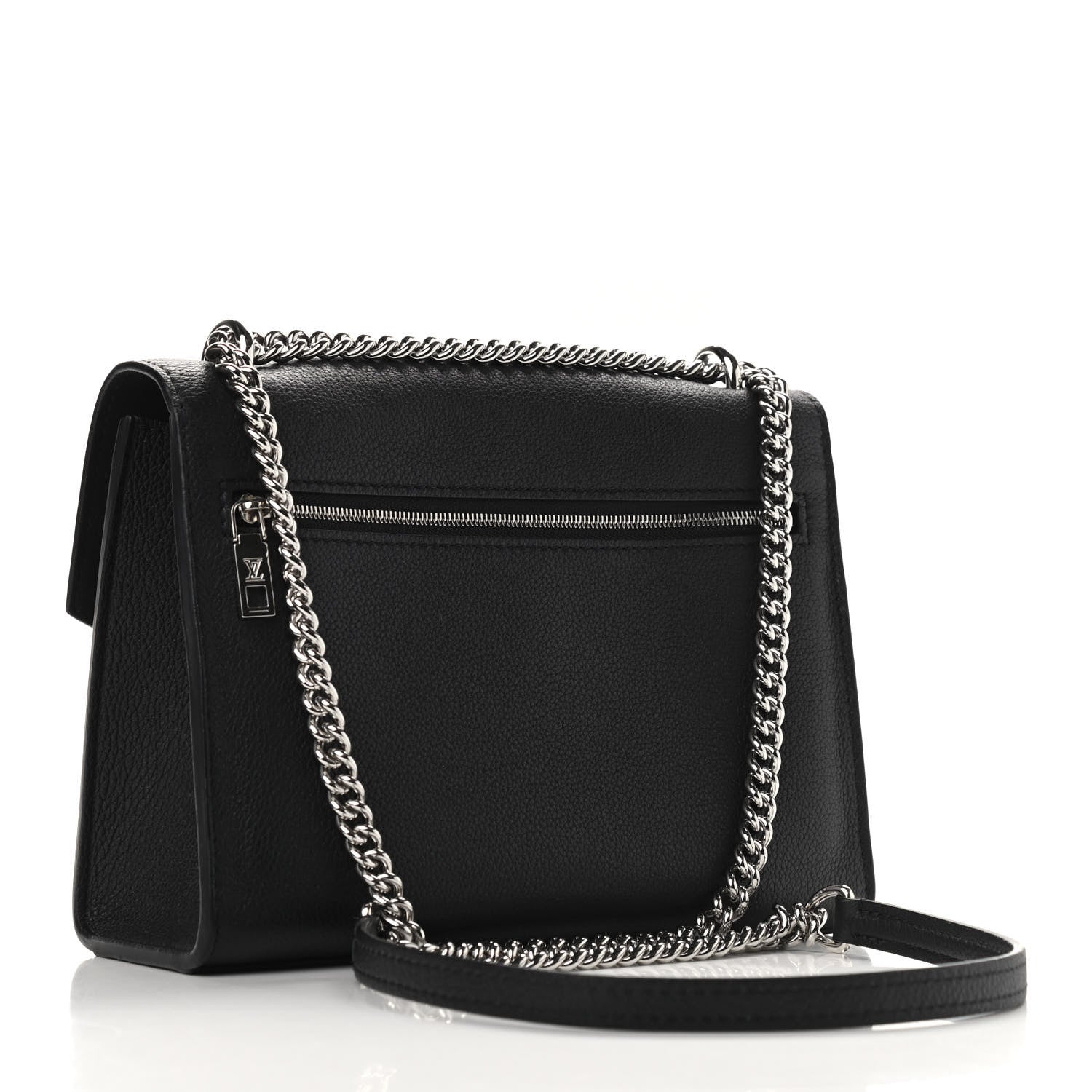 Louis Vuitton Soft Calfskin Mylockme Chain Bag BB Black 3 of 8