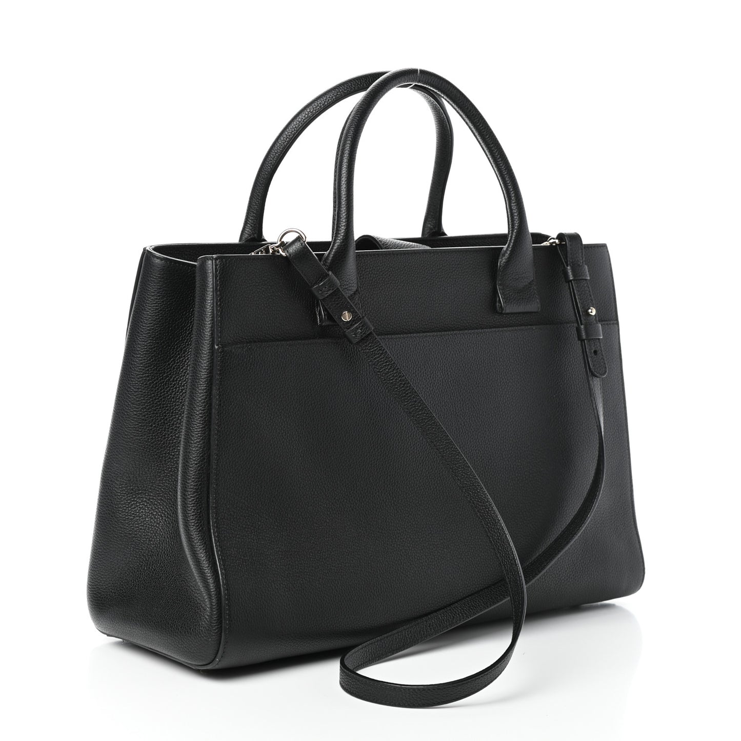 Grained Calfskin Medium Neo Executive Shopper Tote Black