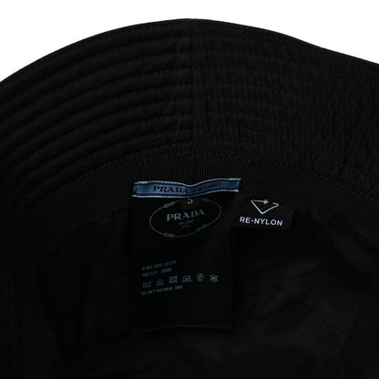Prada Re-Nylon Metal Triangle Logo Womens Bucket Hat S Black 6 of 7
