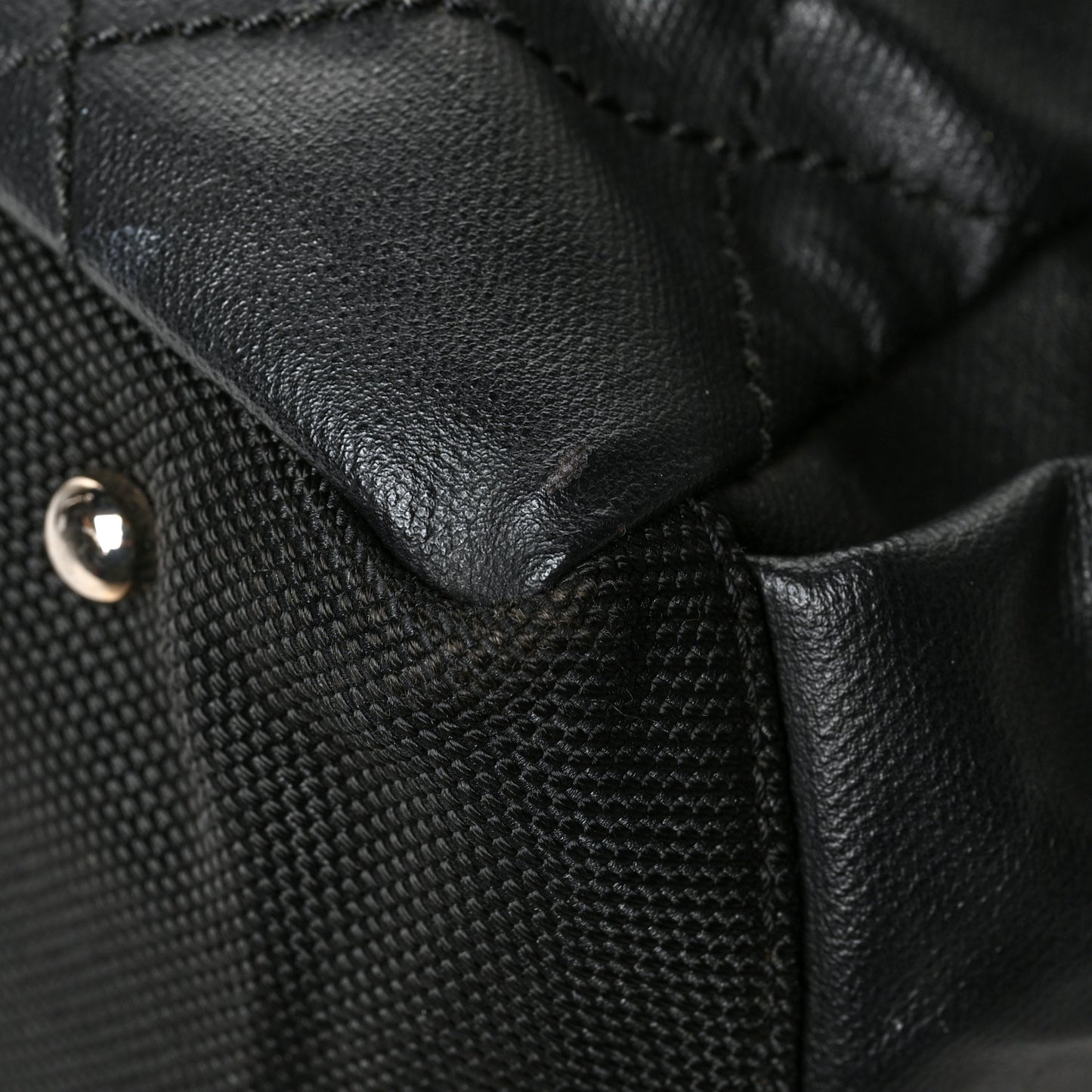 Coated Canvas Quilted Large Paris Biarritz Tote Black