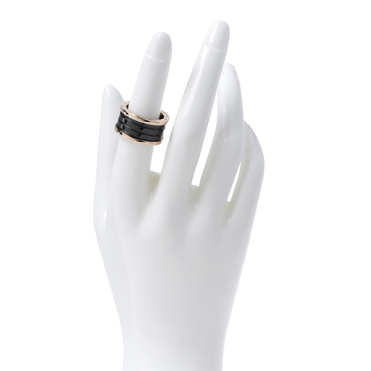 Bulgari 18K Rose Gold Black Ceramic B.Zero1 Four-Band Ring 55 7.25 2 of 6