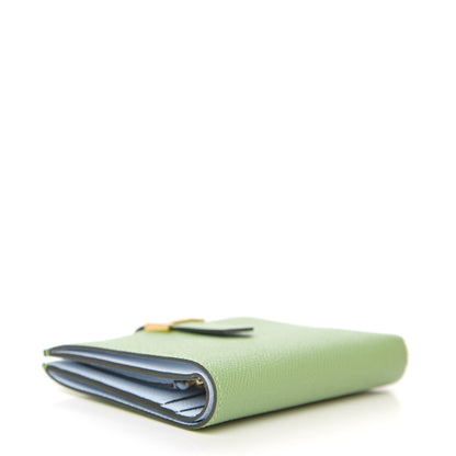 Hermes Epsom Verso Bearn Compact Wallet Vert Criquet Bleu Brume 3 of 7