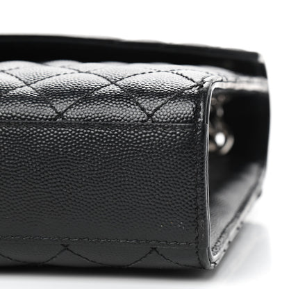 Saint Laurent Grain De Poudre Textured Mixed Matelasse Triquilt Medium Monogram Satchel Black 7 of 9