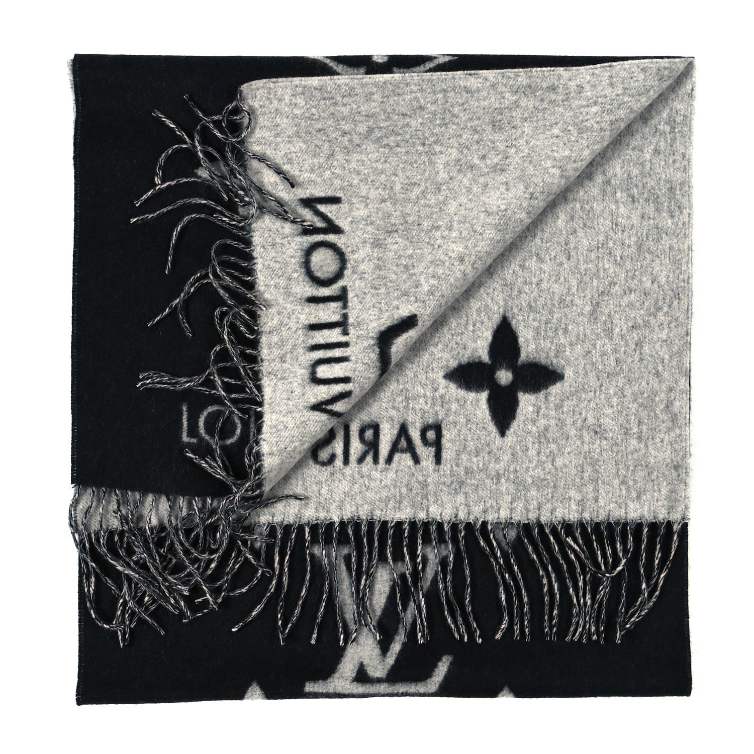 Louis Vuitton Cashmere Monogram Reykjavik Scarf Black 3 of 4