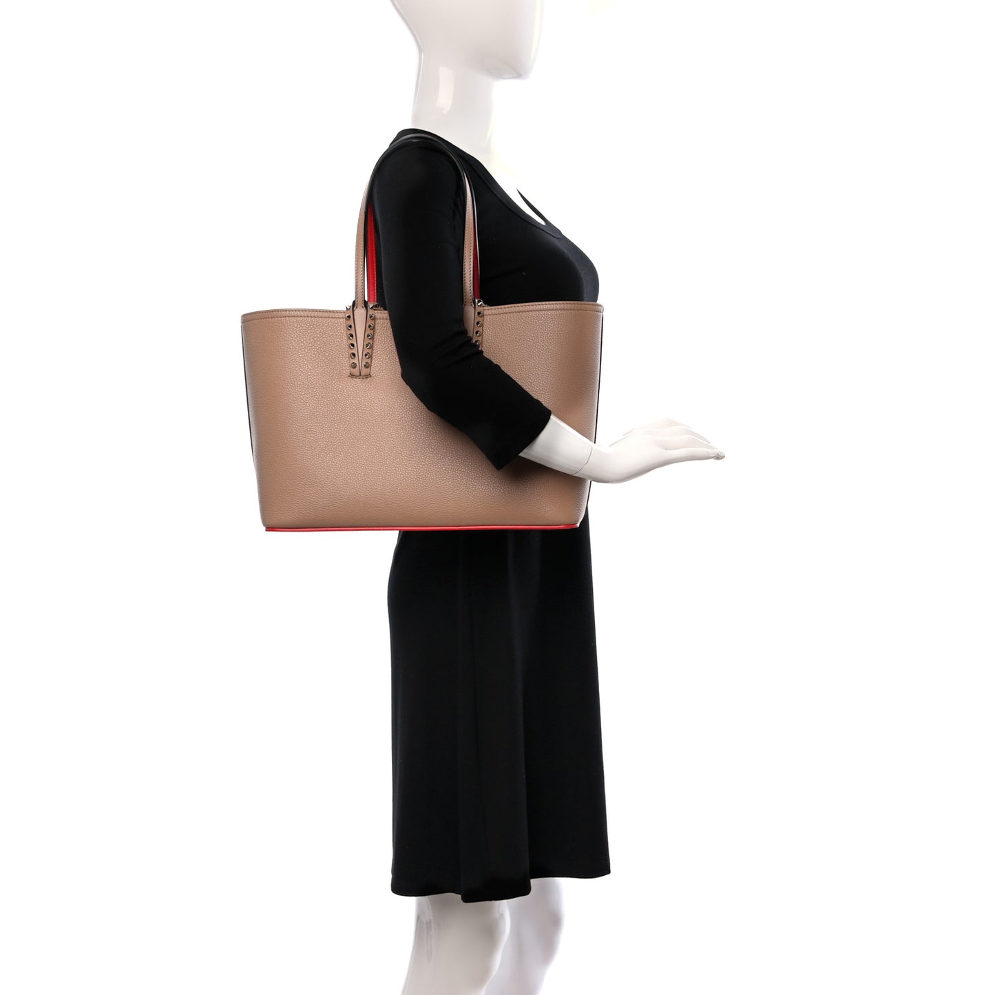 Calfskin Empire Spikes Small East West Cabata Tote Nude