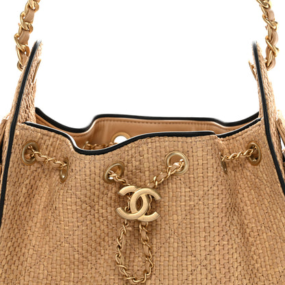 Chanel Braided Raffia Calfskin Quilted Mini Chanel 25 Handbag Beige Black 8 of 10