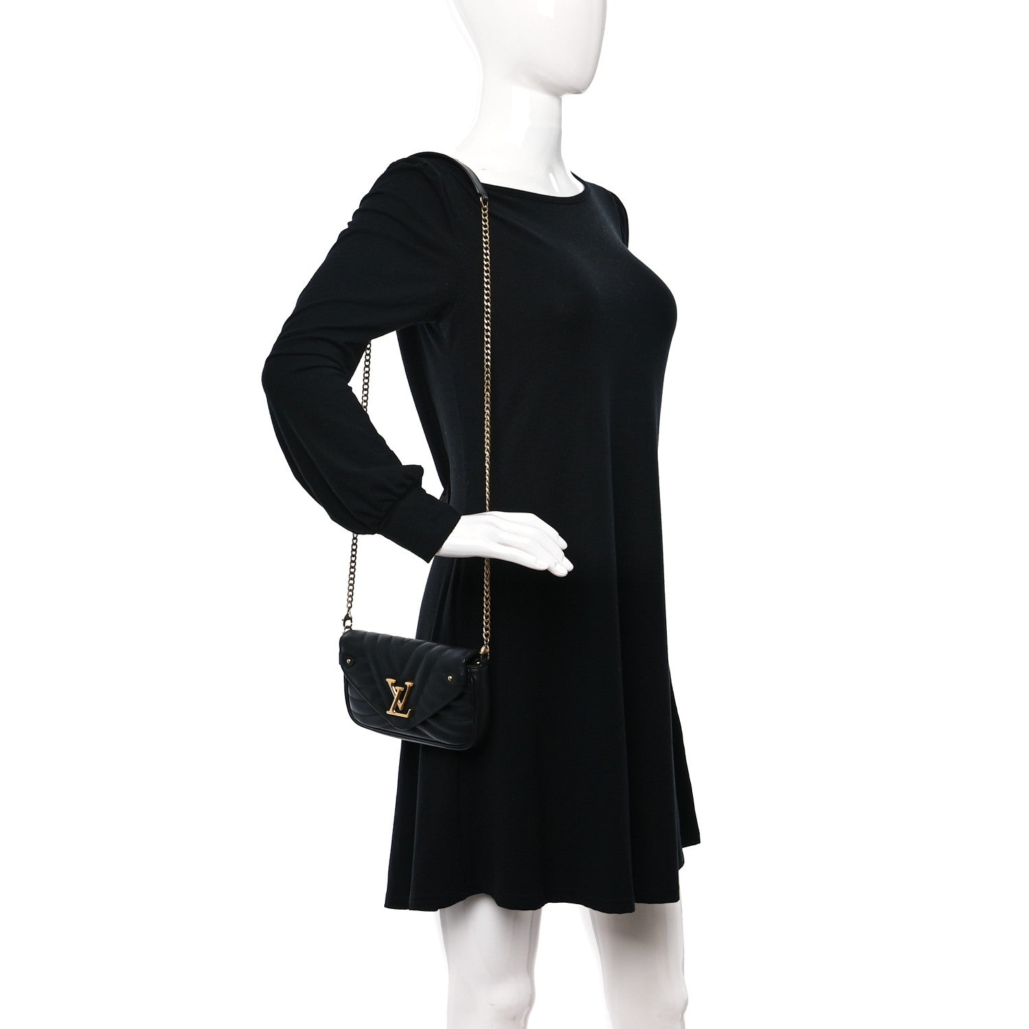 Louis Vuitton Calfskin New Wave Chain Pochette Black 3 of 9