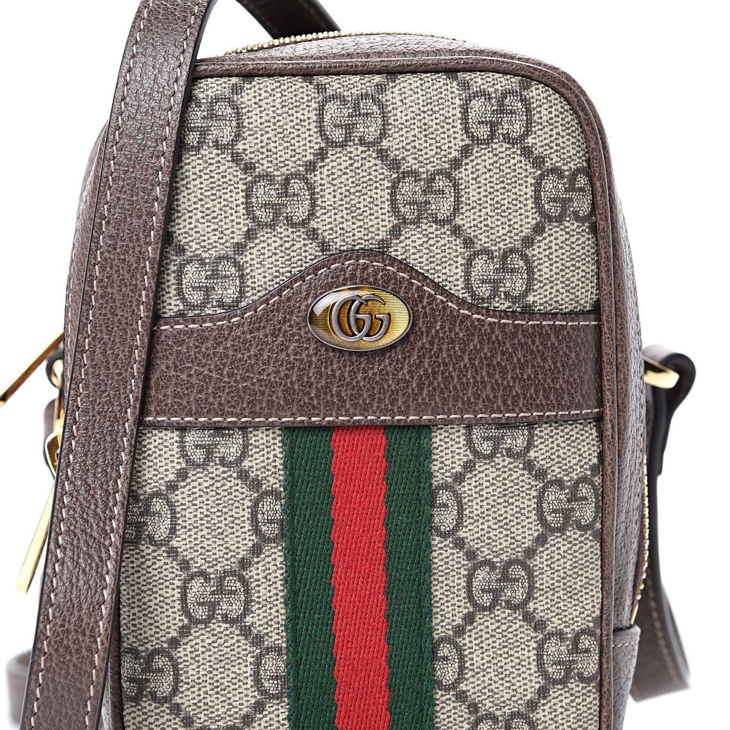 Gucci GG Supreme Monogram Web Mini Ophidia Double Zip Crossbody Bag Beige New Acero 8 of 10