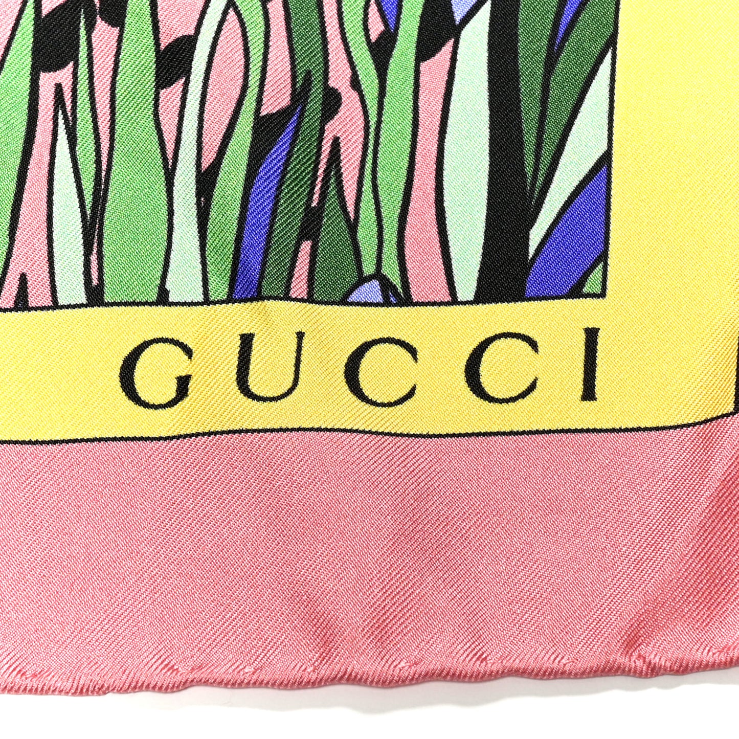 Silk Feline Garden Print Square Scarf Pink Multicolor