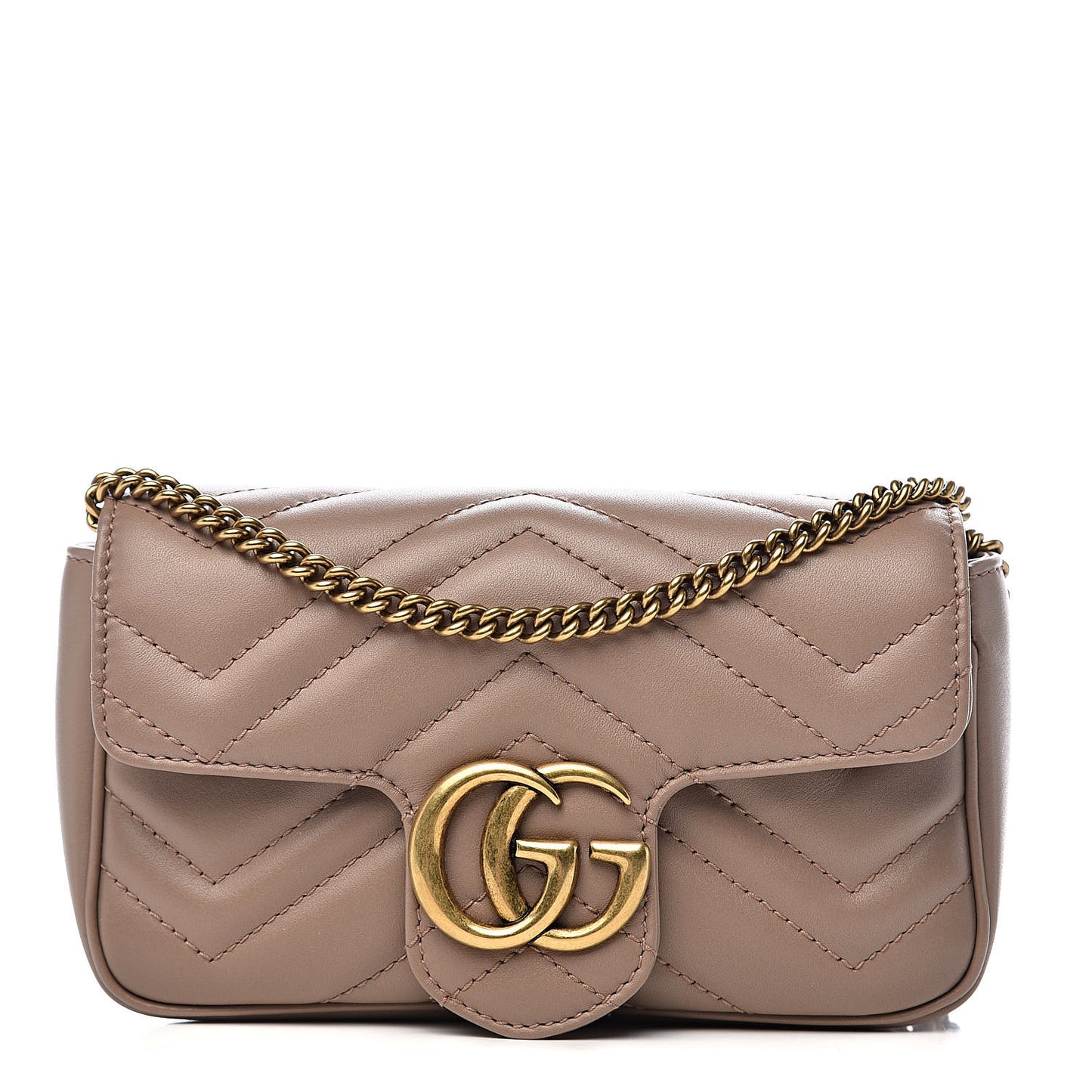 Calfskin Matelasse Super Mini GG Marmont Shoulder Bag Porcelain Rose