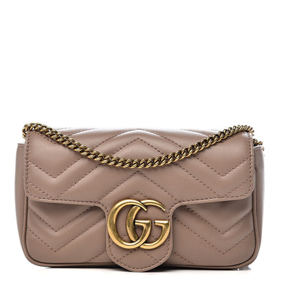Gucci Calfskin Matelasse Super Mini GG Marmont Shoulder Bag Porcelain Rose 1 of 11