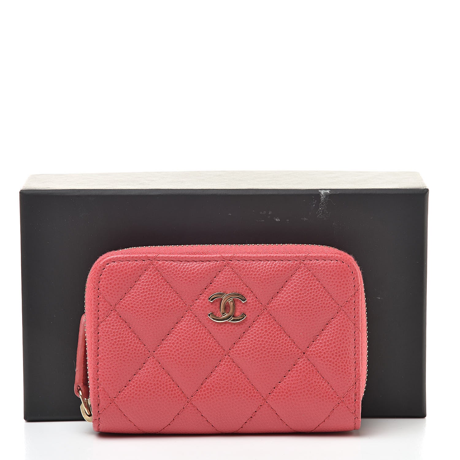 Chanel Caviar Quilted Zip Coin Purse Pink 10 of 10