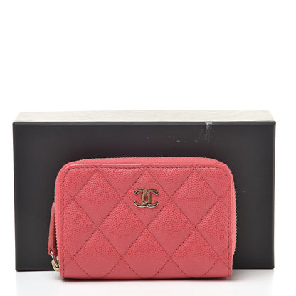 Chanel Caviar Quilted Zip Coin Purse Pink 10 of 10