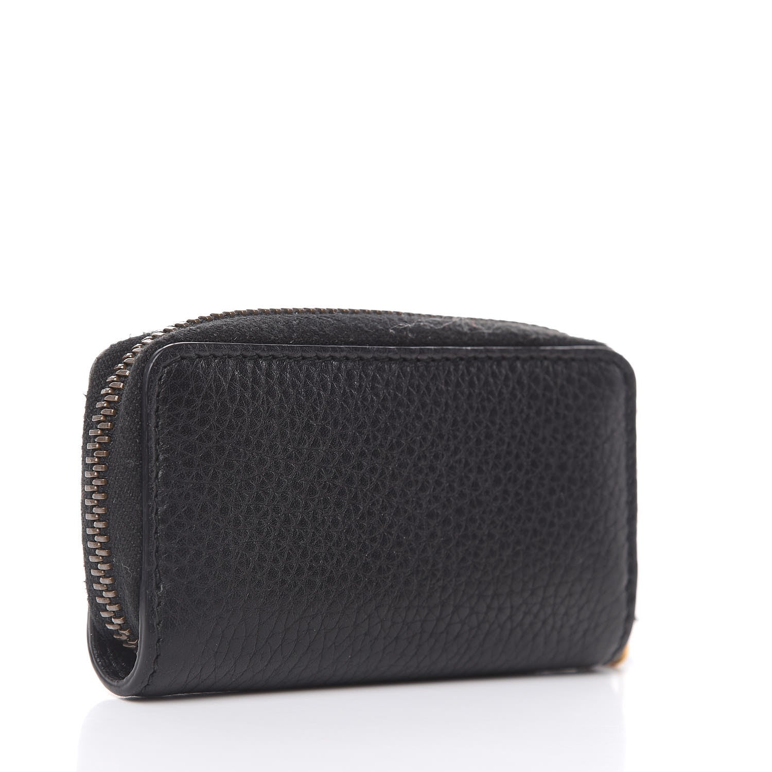 Gucci Pebbled Calfskin Blind For Love Animalier Zip Around Key Case Black 3 of 8