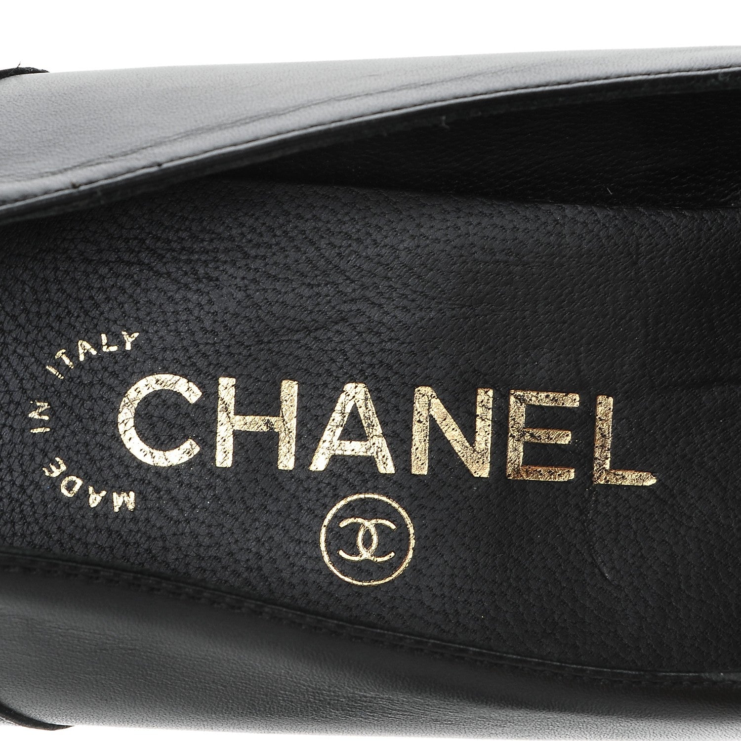Chanel Calfskin Cap Toe Chain Wedge Pumps 37 Black 7 of 8