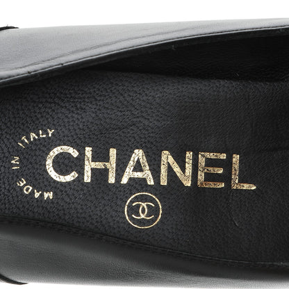 Chanel Calfskin Cap Toe Chain Wedge Pumps 37 Black 7 of 8