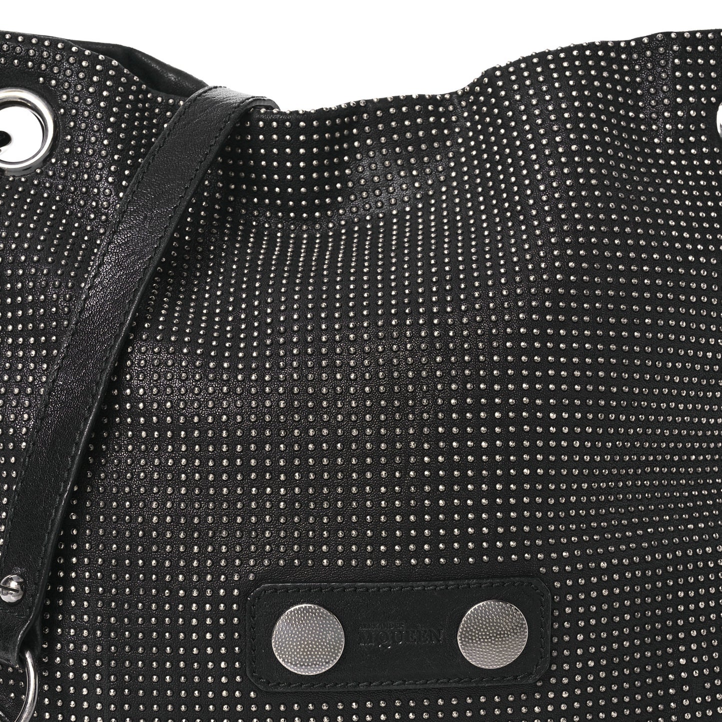 Studded Calfskin Faithful Zip Hobo Black