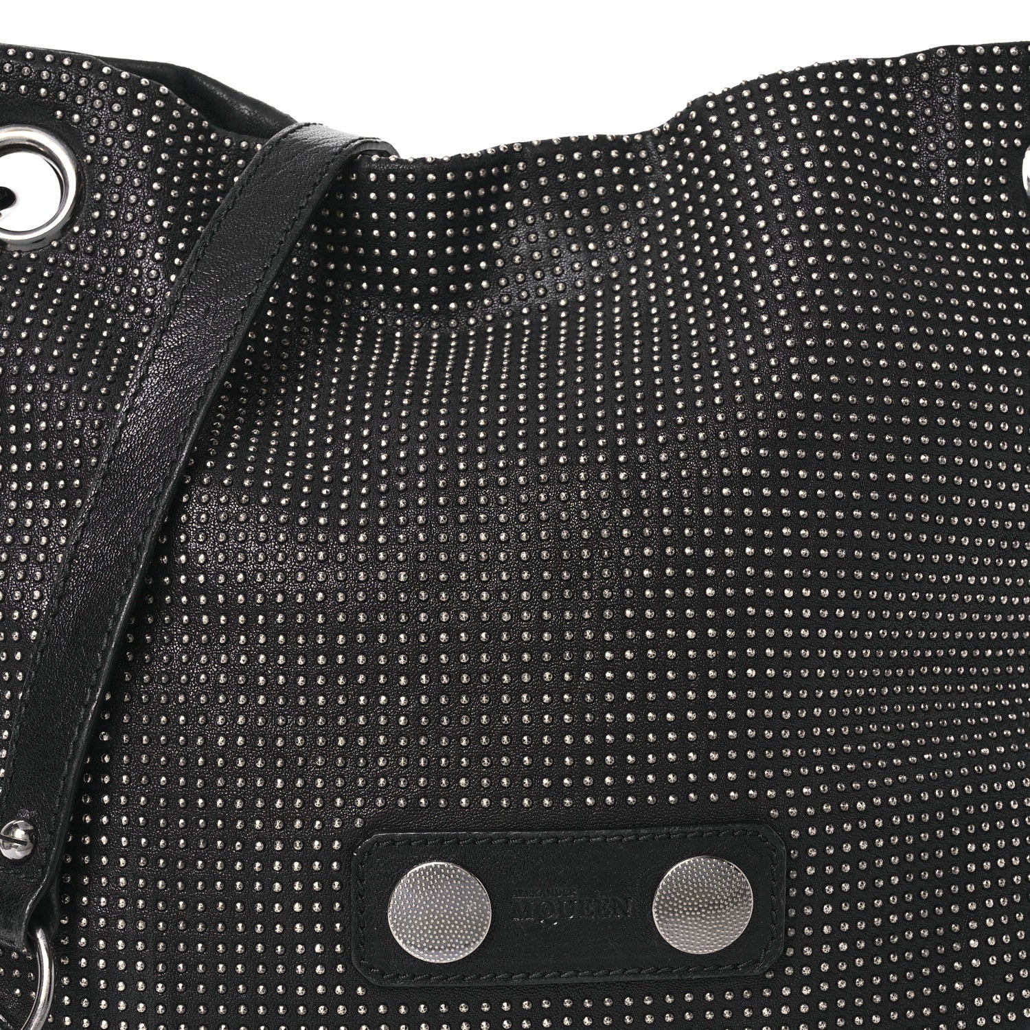 Alexander McQueen Studded Calfskin Faithful Zip Hobo Black 9 of 15