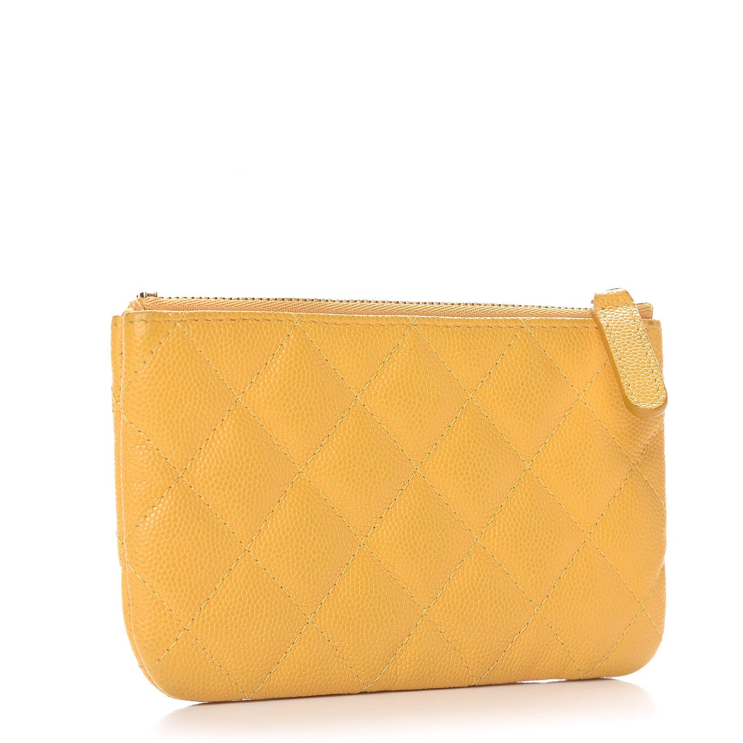 Chanel Caviar Quilted Small Cosmetic Case Yellow 3 of 11