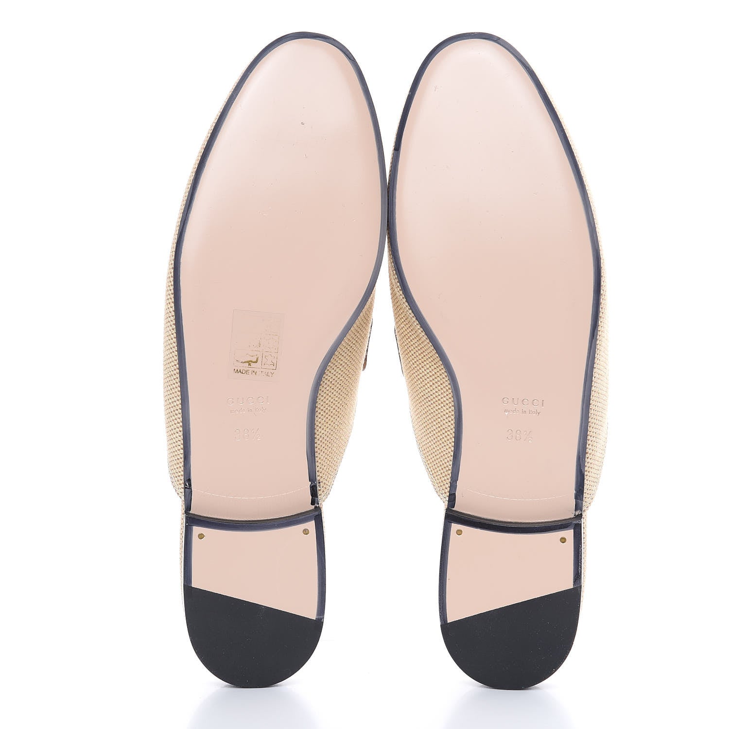 Gucci Canvas Vintage Charlotte Web Princetown Slippers 38.5 Sand Cuir 5 of 9