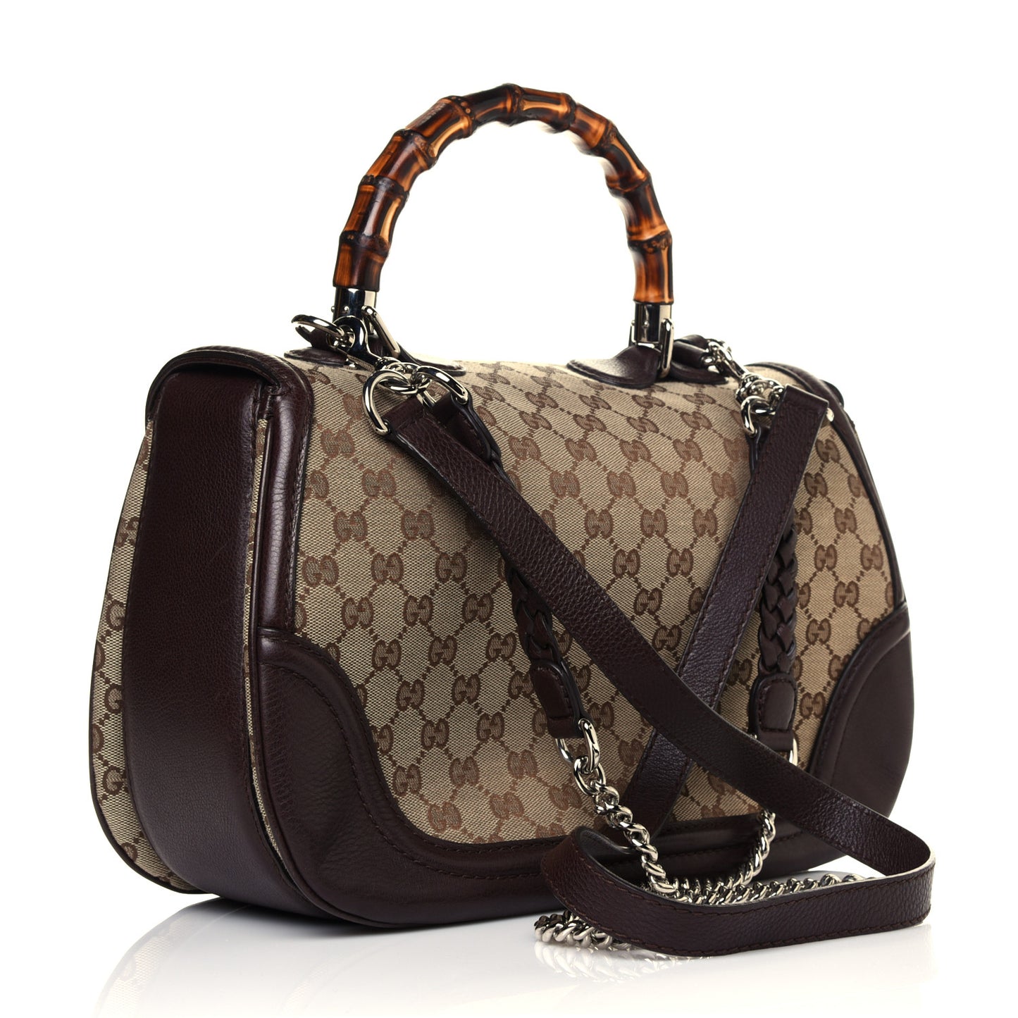 Monogram Large New Bamboo Top Handle Bag Brown