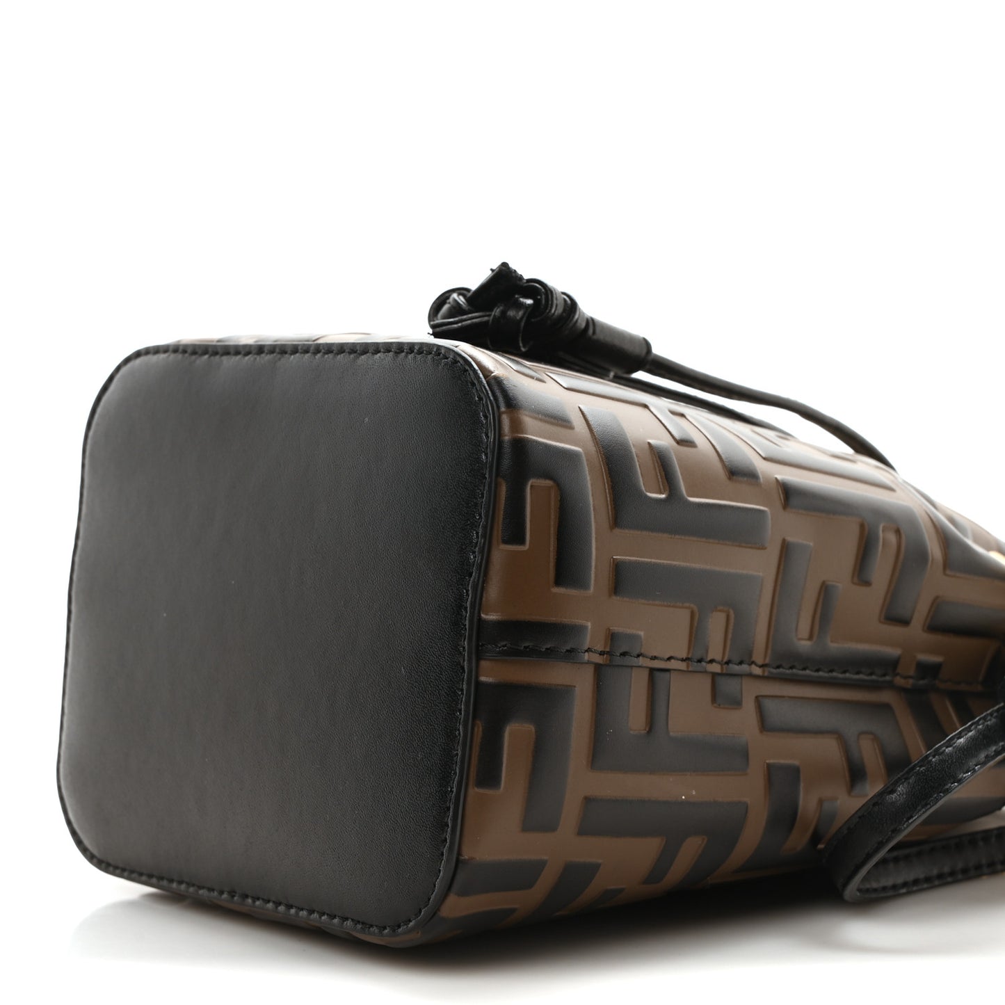 Vitello Liberty F is Fendi Bi-Color FF 1974 Embossed Mini Mon Tresor Bucket Bag Maya Black