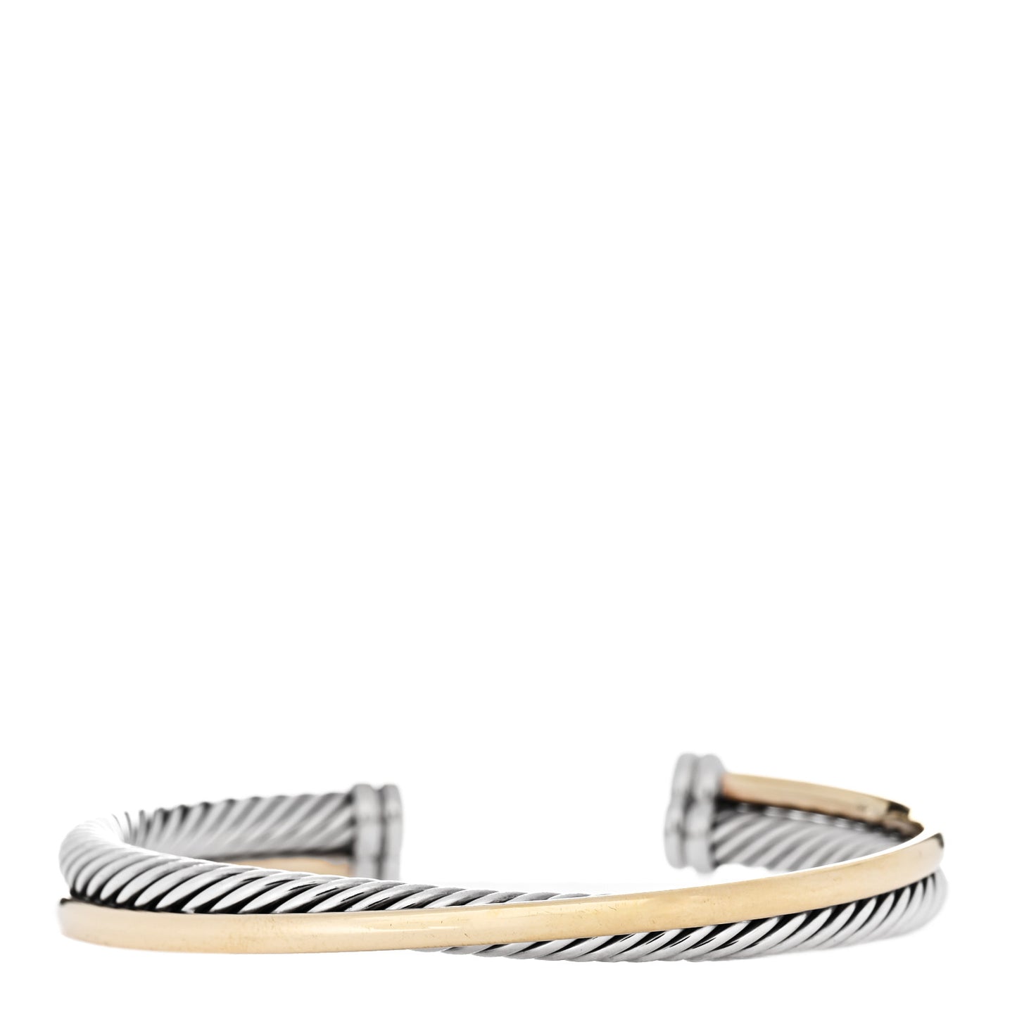 Sterling Silver 18K Yellow Gold 5mm Crossover Cuff Bracelet