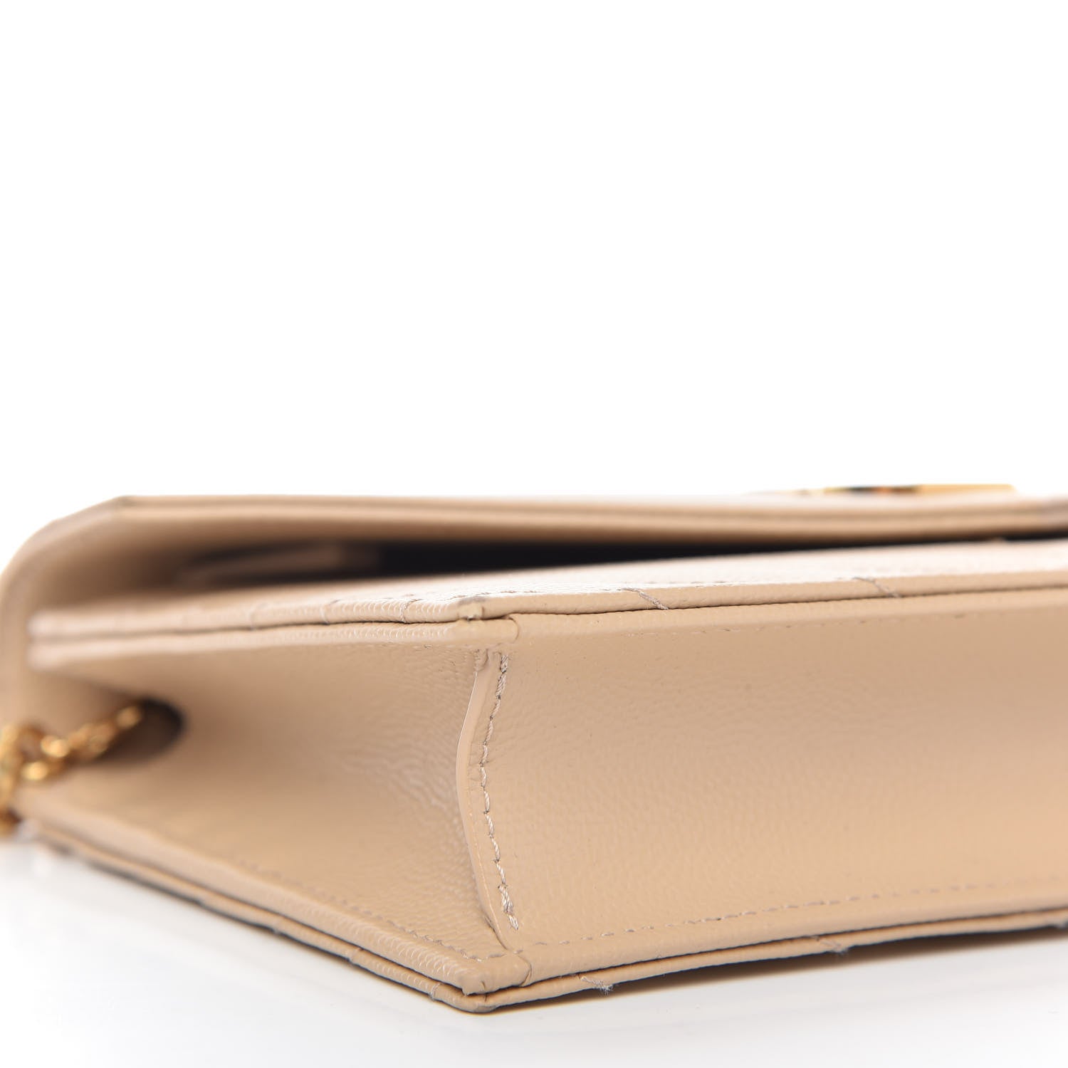 Saint Laurent Grain De Poudre Matelasse Chevron Monogram Envelope Chain Wallet Nude Powder 6 of 10