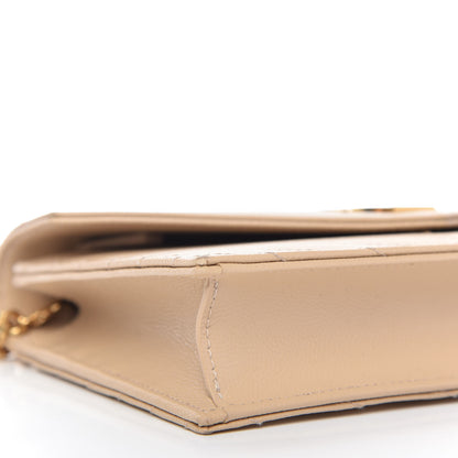Saint Laurent Grain De Poudre Matelasse Chevron Monogram Envelope Chain Wallet Nude Powder 6 of 10
