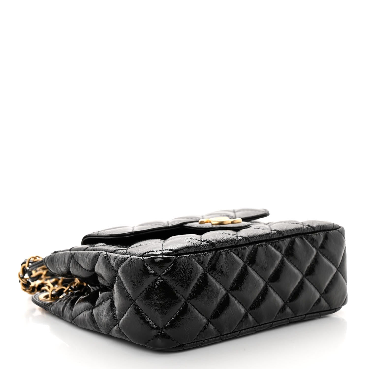 Chanel Shiny Crumpled Calfskin Quilted Small Wavy CC Hobo Black 4 of 10