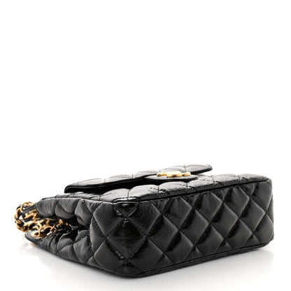 Chanel Shiny Crumpled Calfskin Quilted Small Wavy CC Hobo Black 4 of 10