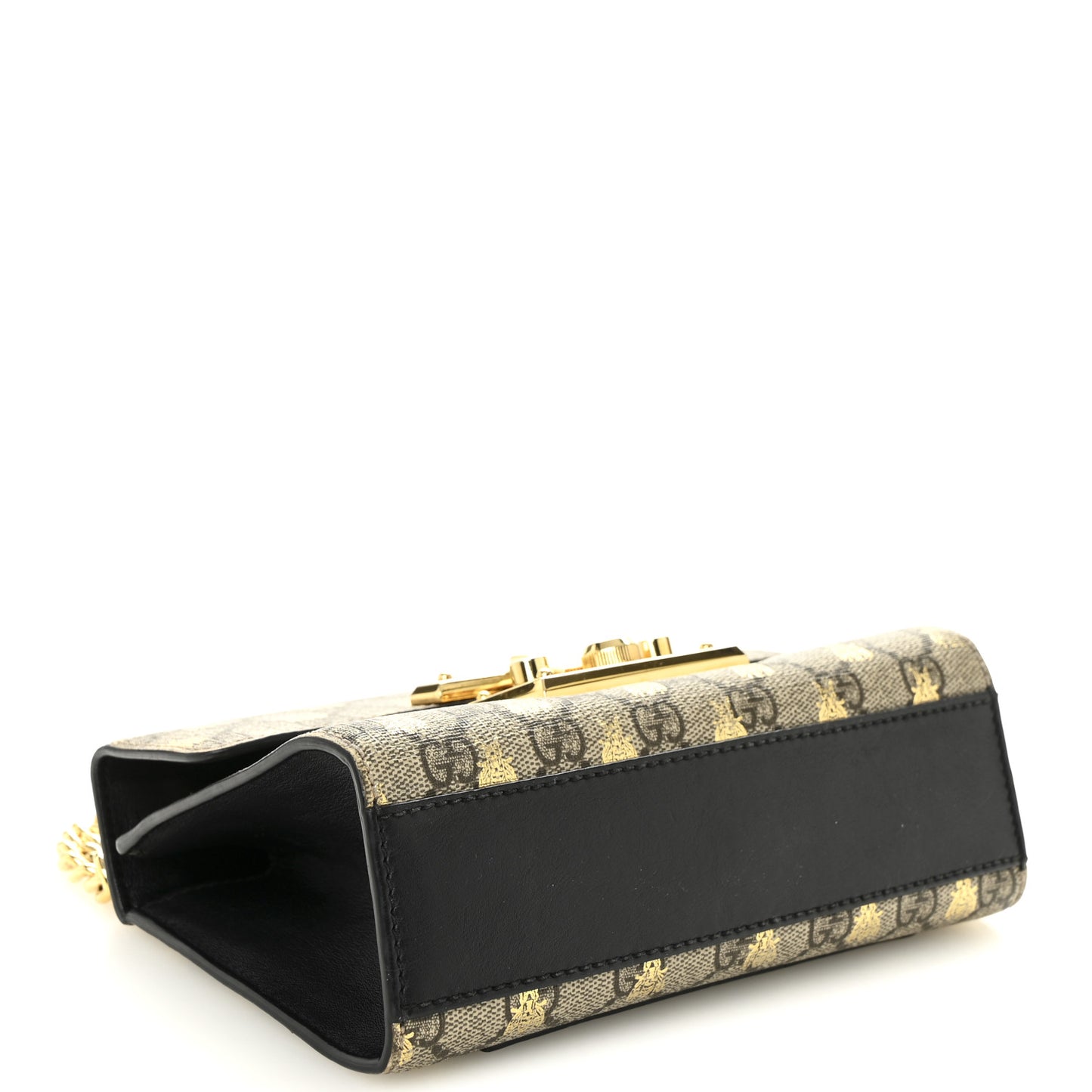 GG Supreme Monogram Bees Small Padlock Shoulder Bag Black