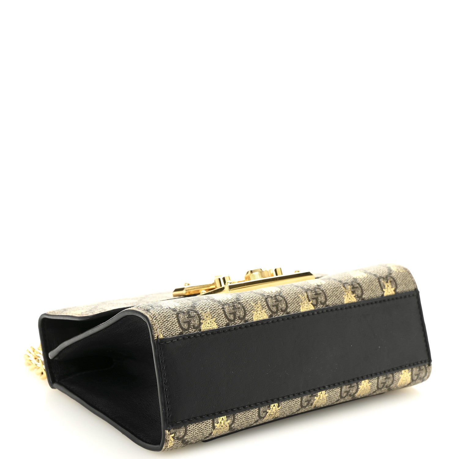 Gucci GG Supreme Monogram Bees Small Padlock Shoulder Bag Black 4 of 10