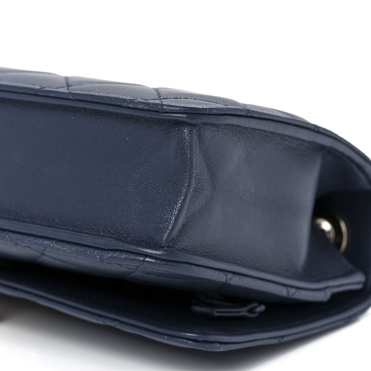Lambskin Quilted Trendy CC Wallet On Chain WOC Blue
