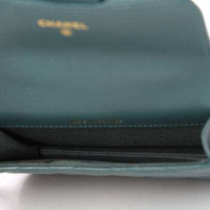 Chanel Lambskin Quilted Top Handle Flap Coin Purse With Chain Green 5 of 11