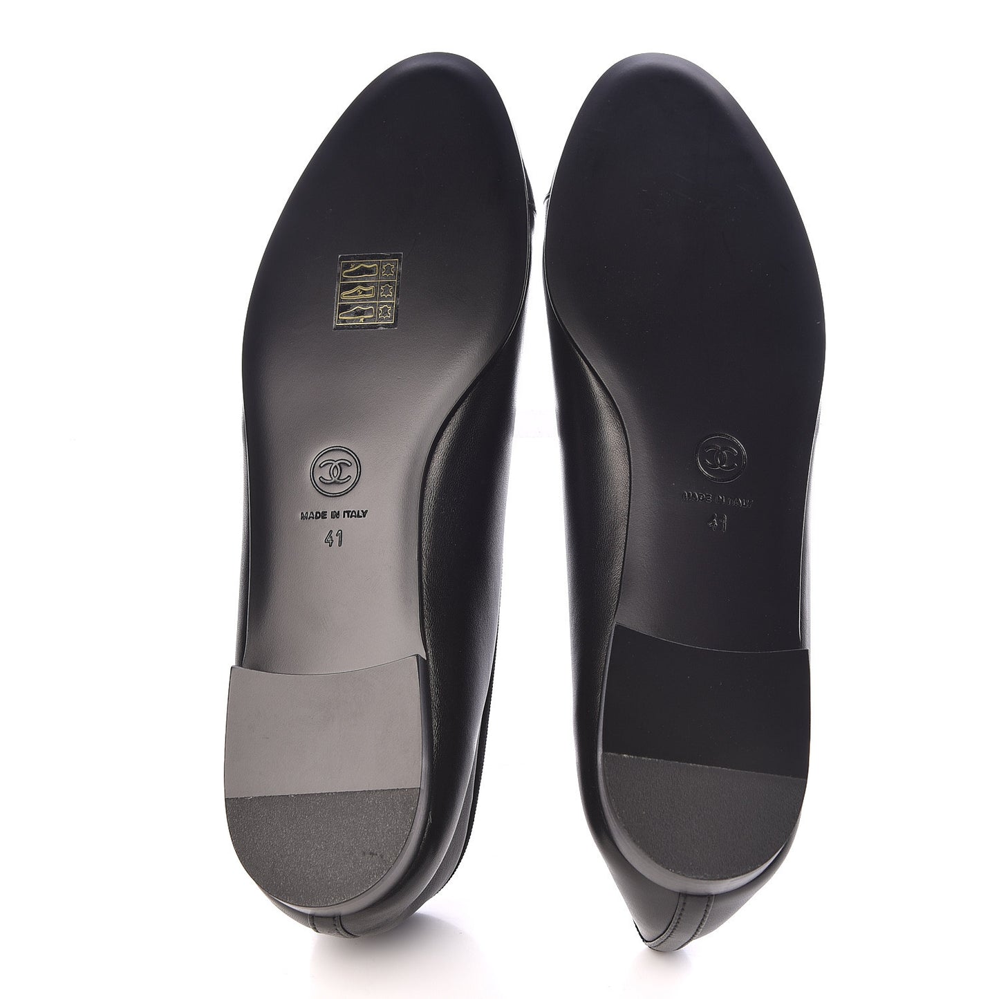 Lambskin Patent Cap Toe Ballerina Flats 41 Black
