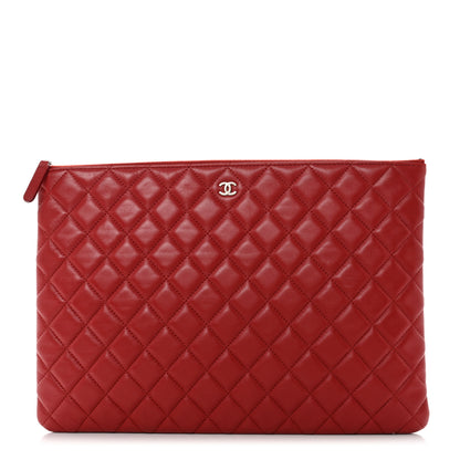 Chanel Lambskin Quilted Large Cosmetic Case Red 1 of 8