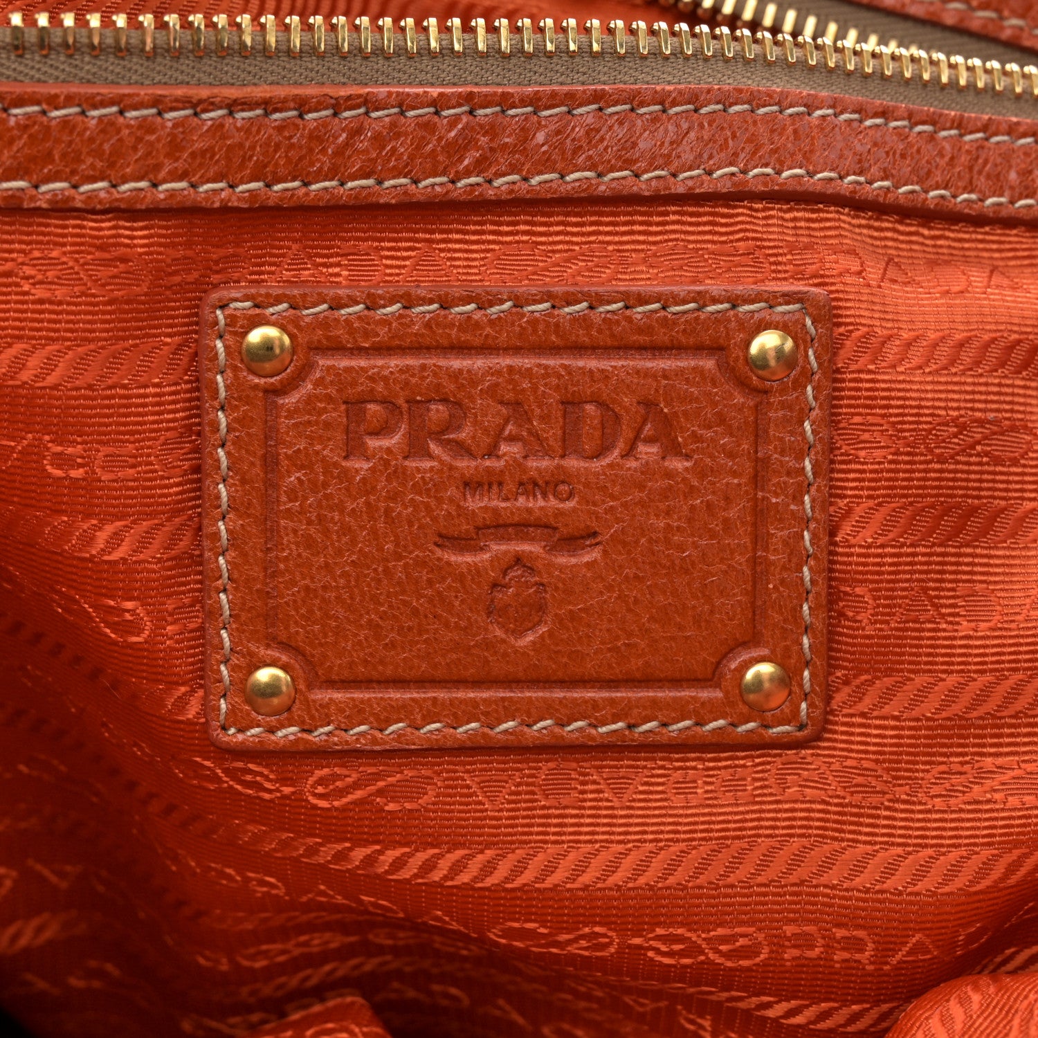 Prada Cervo Lux Chain Shoulder Bag Orange 6 of 13