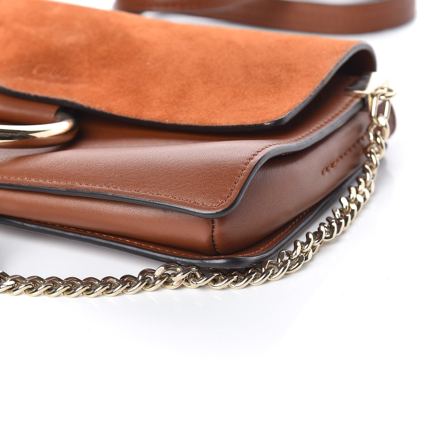 Suede Calfskin Small Faye Shoulder Bag Tobacco