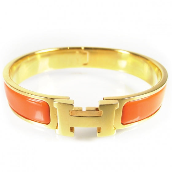 Hermes Enamel Narrow Clic Clac H Bracelet Orange 1 of 4