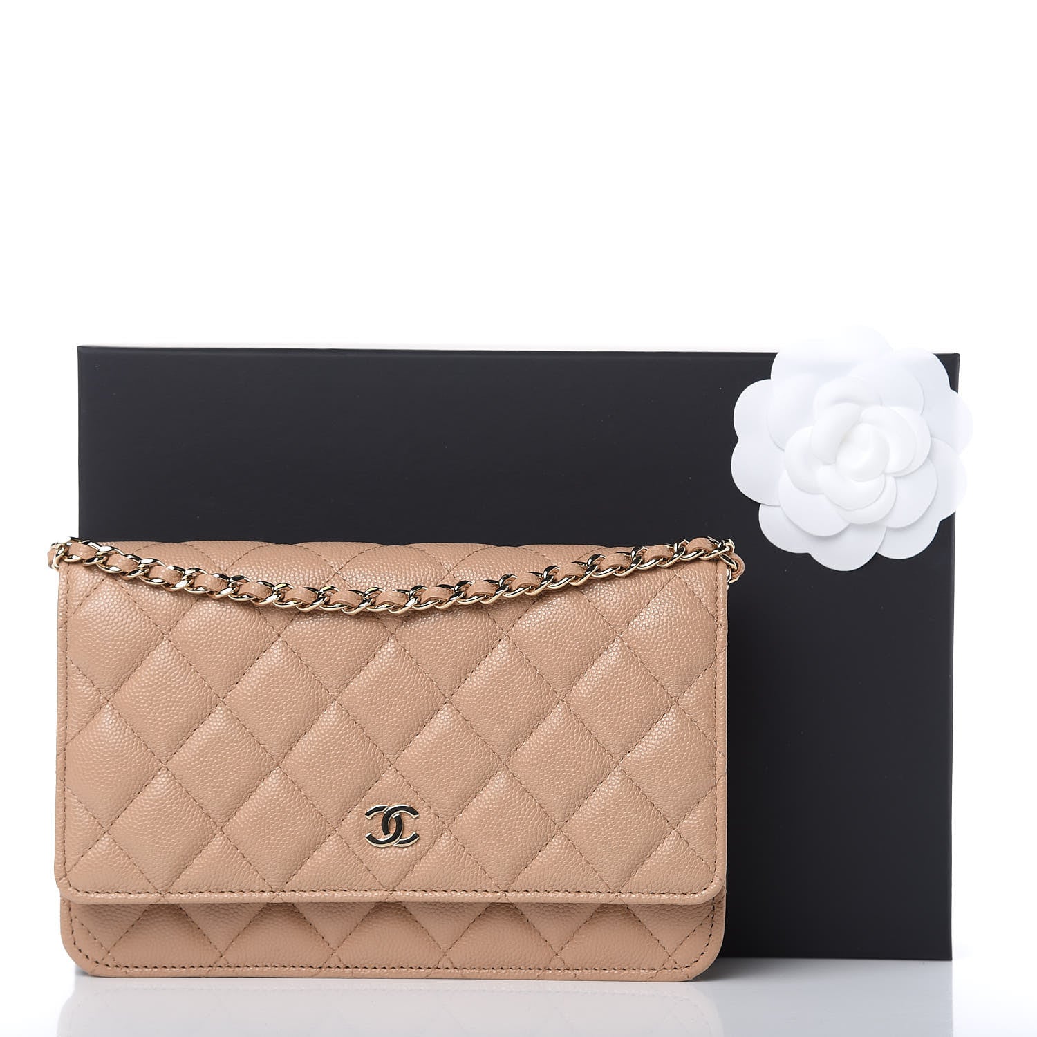 Chanel Caviar Quilted Wallet On Chain WOC Beige 9 of 9